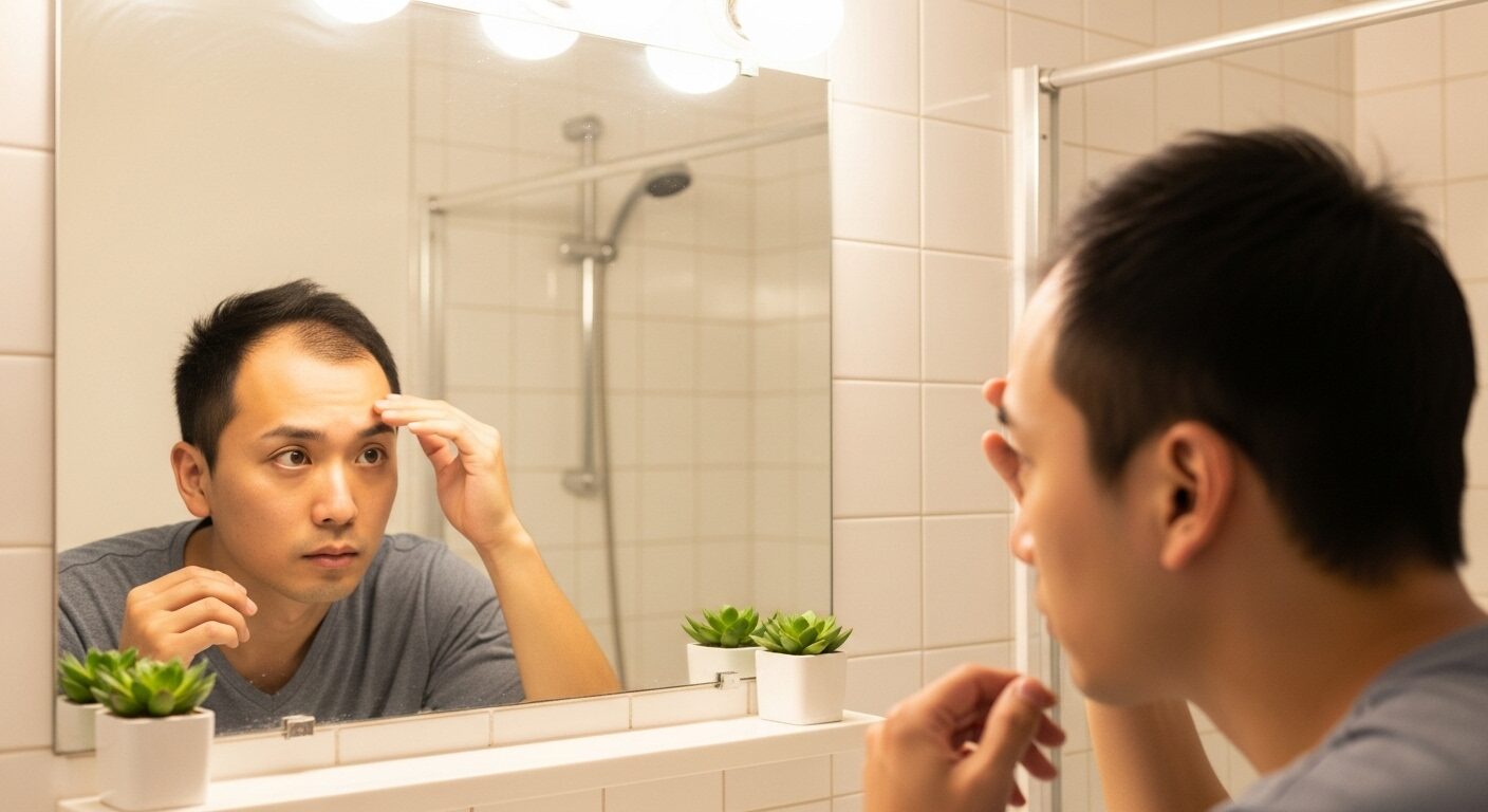 生え際が後退している男性