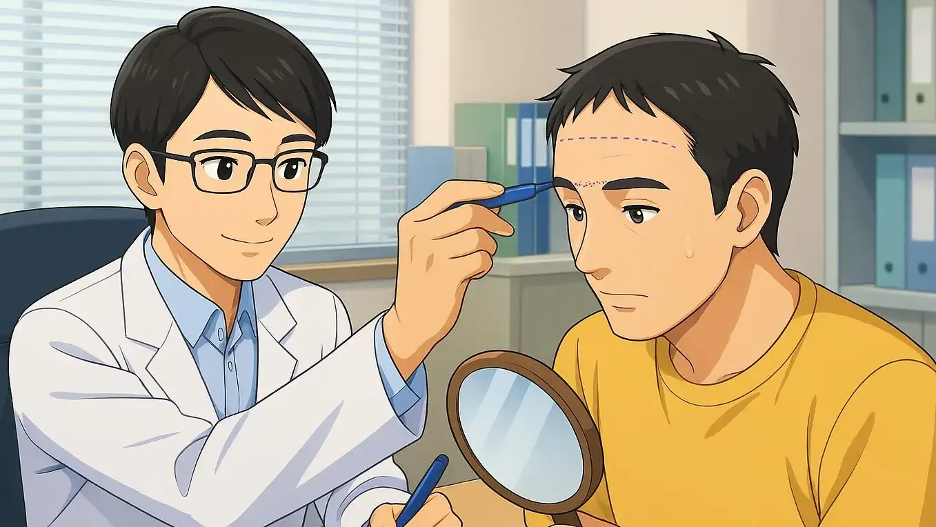 施術フロー2：デザイン設計（生え際ラインの確認）