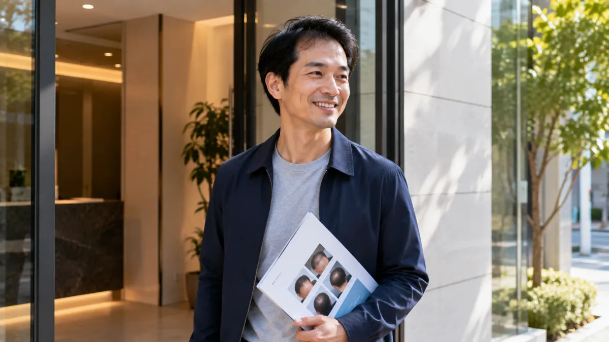 無料カウンセリングを終えて安心した男性