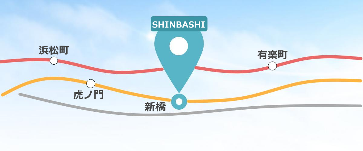 新橋周辺の路線イメージ図