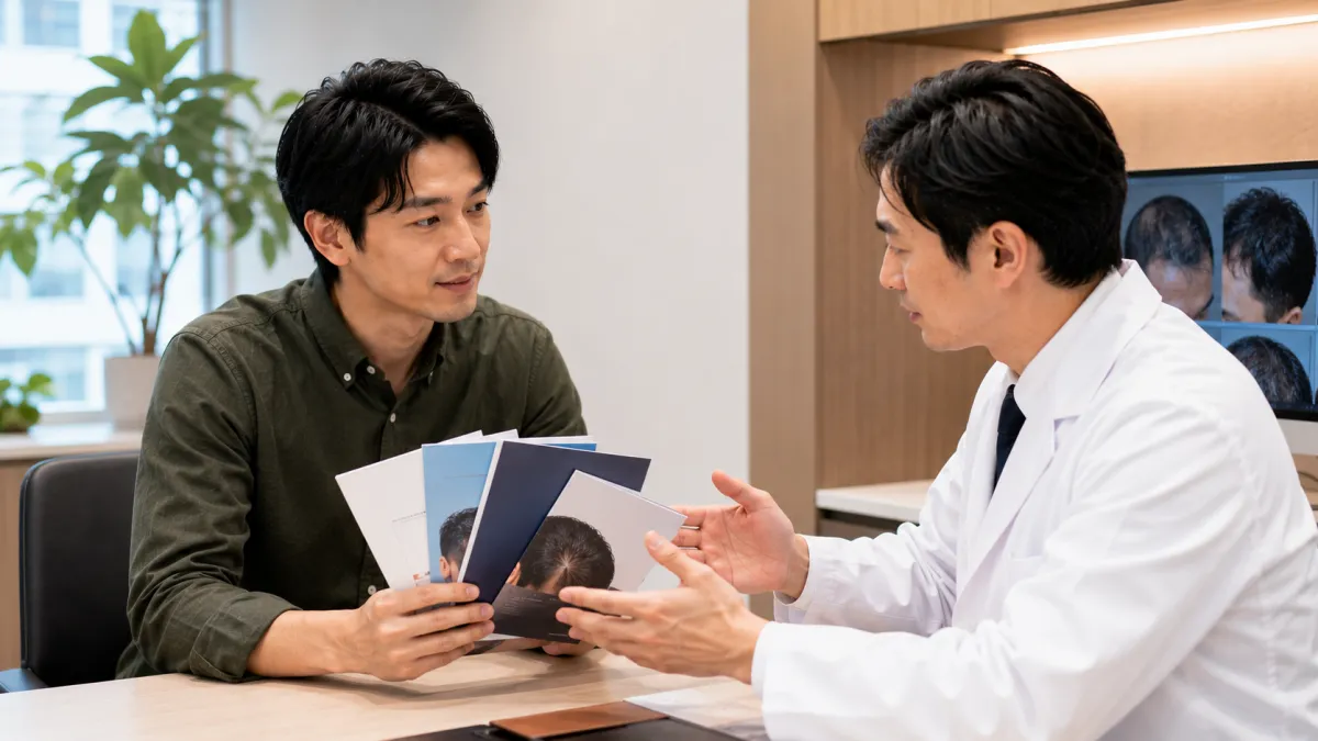 横浜で植毛クリニックを比較相談する男性