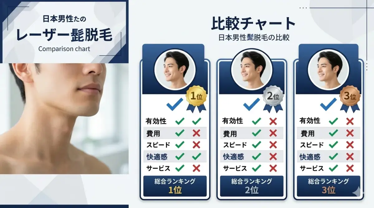 ヒゲ脱毛クリニックの比較ランキング（料金・効果）
