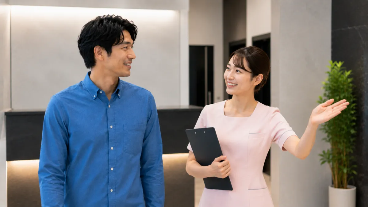 クリニックの無料カウンセリングへ向かう男性