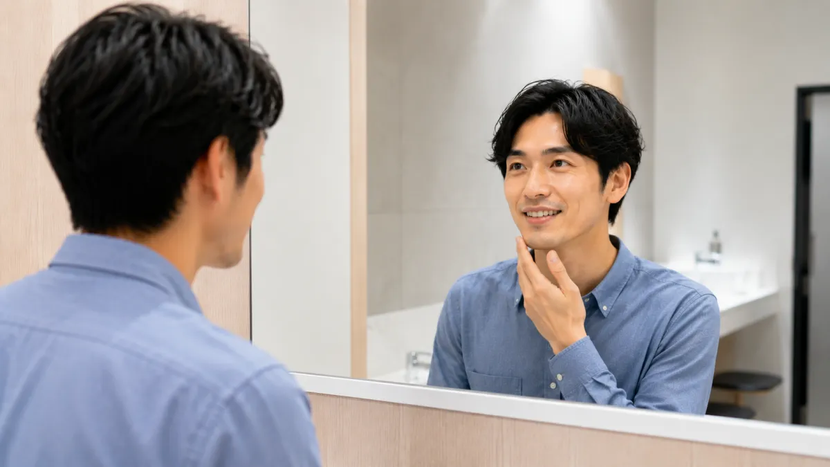 クリニックのヒゲ脱毛に満足する男性