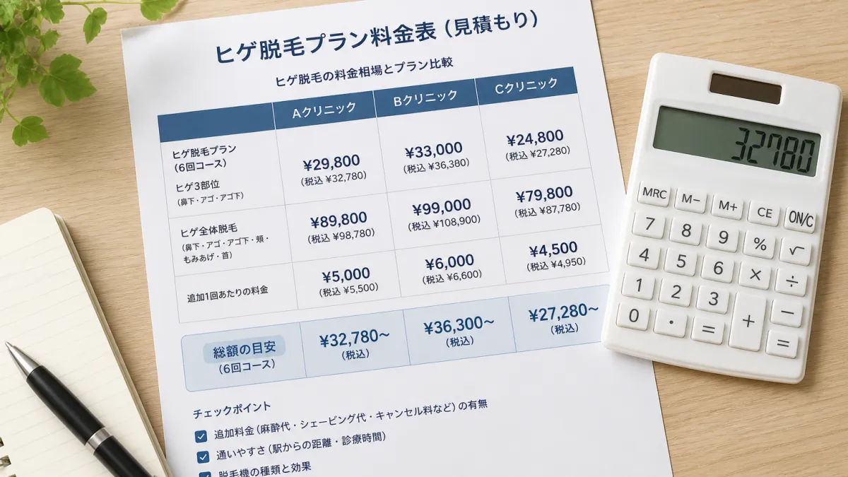 池袋のヒゲ脱毛料金を比較する見積もりイメージ