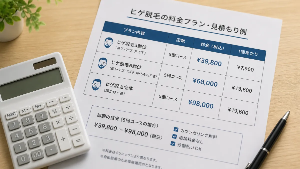 渋谷のヒゲ脱毛料金を確認する見積もりイメージ