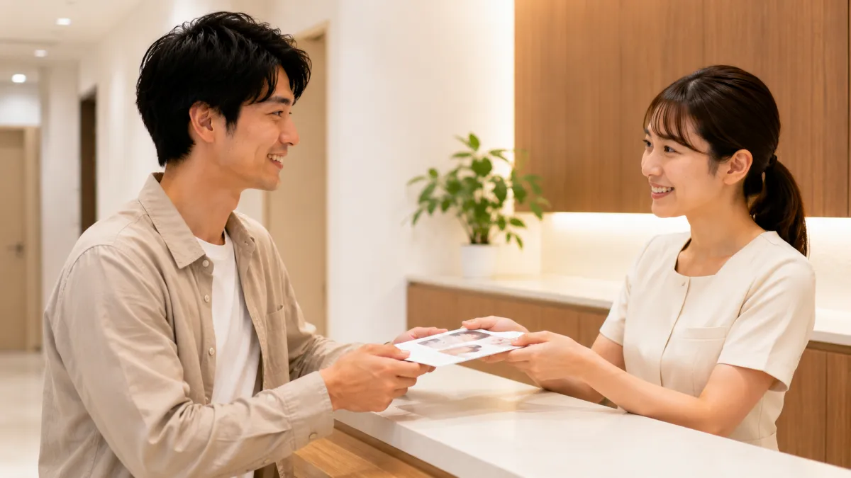 レジーナクリニックオムでヒゲ脱毛の説明を受け満足する男性