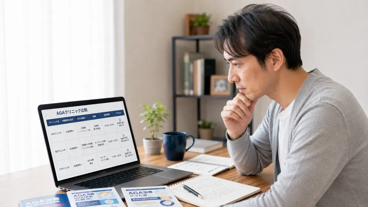 AGAクリニックを比較する男性