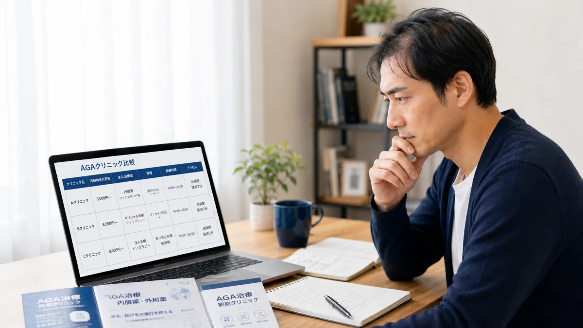 AGAクリニックを比較する男性