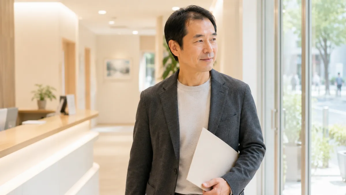 AGAクリニックで相談を終えた男性