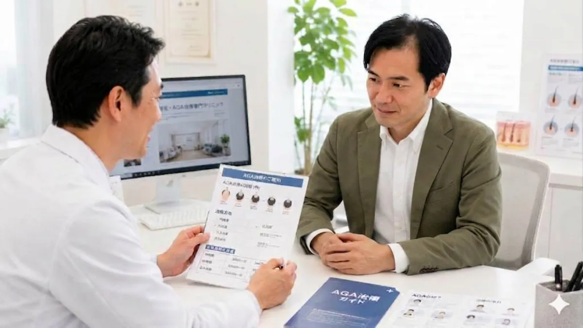 AGA治療の料金を比較検討する男性