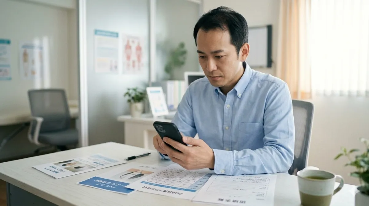 AGA治療の料金を比較検討する男性