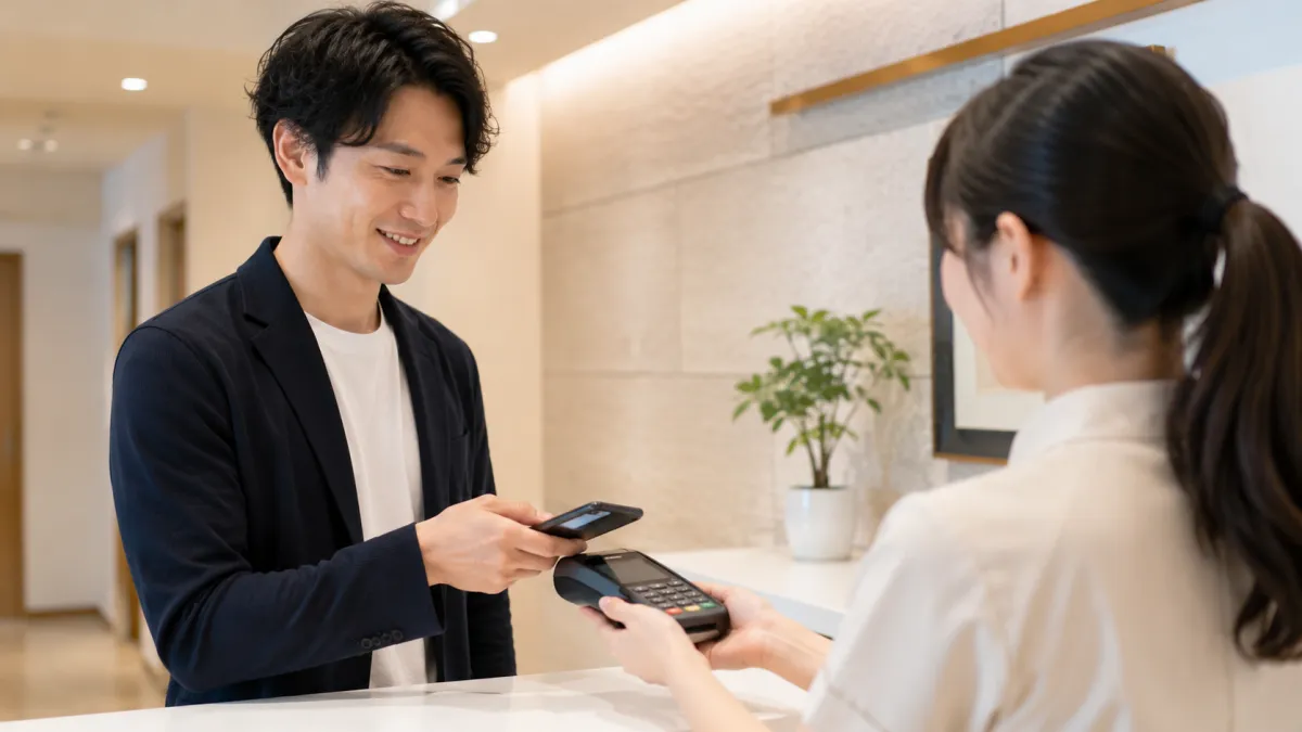 ヒゲ脱毛の都度払いで料金を支払う男性