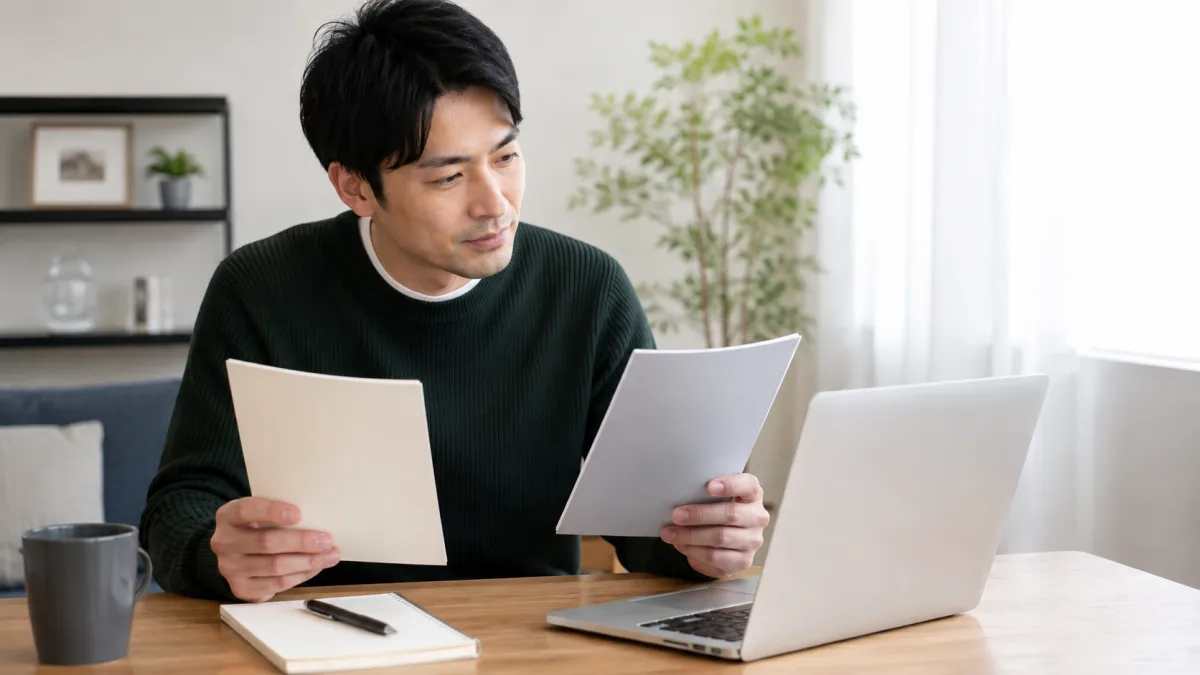 2つのヒゲ脱毛クリニックを比較検討する男性